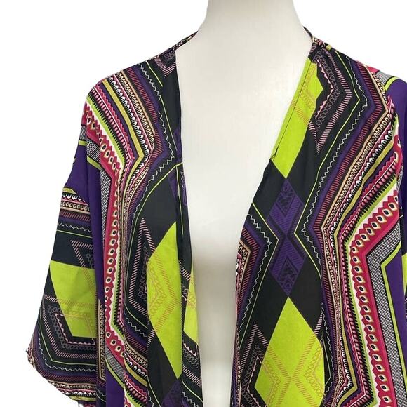 Ashley Stewart Plus Size 22/24 Polyester Lightweight Geometric Cardigan Coverup - Picture 2 of 6